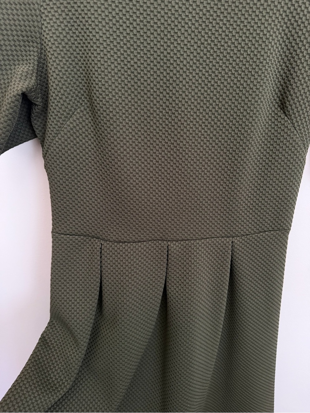 Shabby Apple Olive Textured Fit-and-Flare Dress - Picture 7 of 8